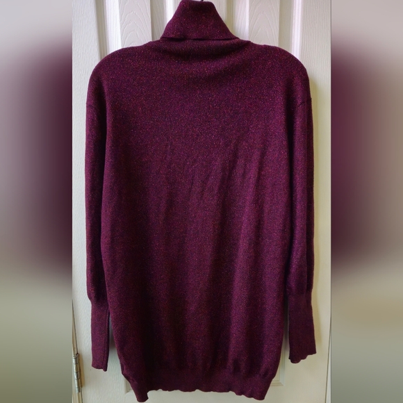 Marie Lund Elegant Burgundy-Bordeaux  Shimmery Turtleneck Sweater - Size XXXL - Picture 3 of 6